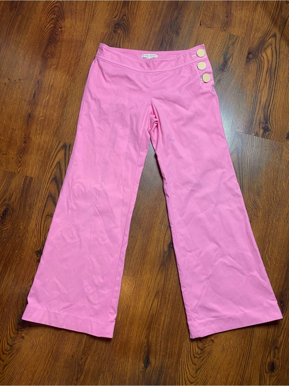 🎀🌷 Banana Republic Pink Wide-Leg Low Rise Pants with Side Button Accents 🌷🎀